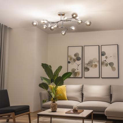 Brilagi - Lustre LED plafonnier MISTEL 15xG9/3W/230V chrome noir/fumé