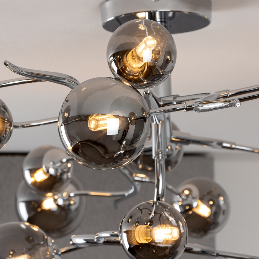 Brilagi - Lustre LED plafonnier MISTEL 15xG9/3W/230V chrome noir/fumé