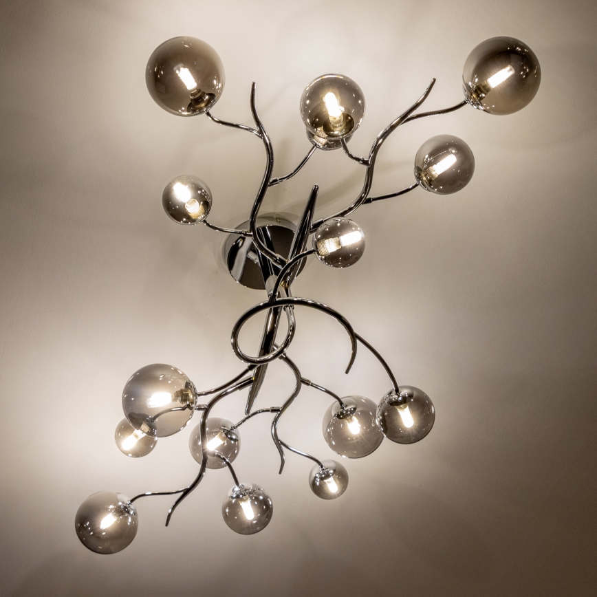 Brilagi - Lustre LED plafonnier MISTEL 15xG9/3W/230V chrome noir/fumé