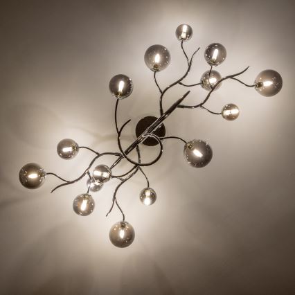 Brilagi - Lustre LED plafonnier MISTEL 15xG9/3W/230V chrome noir/fumé