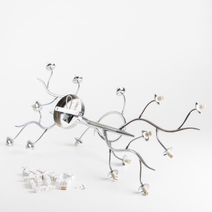 Brilagi - Lustre LED plafonnier MISTEL 15xG9/3W/230V chrome noir/fumé