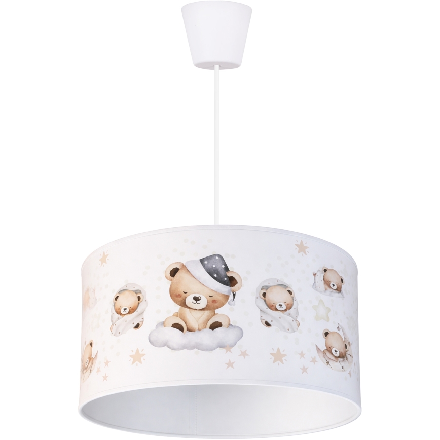 Brilagi - Lustre LED pour enfant suspendu sur câble BOBO 1xE27/60W/230V Ø 35 cm blanc/oursons