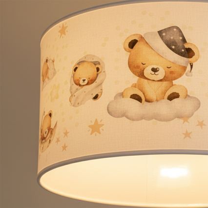 Brilagi - Lustre LED pour enfant suspendu sur câble BOBO 1xE27/60W/230V Ø 35 cm blanc/oursons
