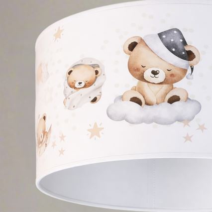Brilagi - Lustre LED pour enfant suspendu sur câble BOBO 1xE27/60W/230V Ø 35 cm blanc/oursons