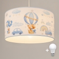 Brilagi - Lustre LED pour enfants suspendu par câble BOBO 1xE27/60W/230V Ø 35 cm bleu/oursons