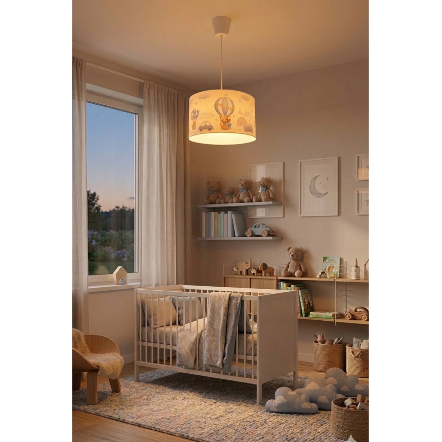 Brilagi - Lustre LED pour enfants suspendu par câble BOBO 1xE27/60W/230V Ø 35 cm bleu/oursons