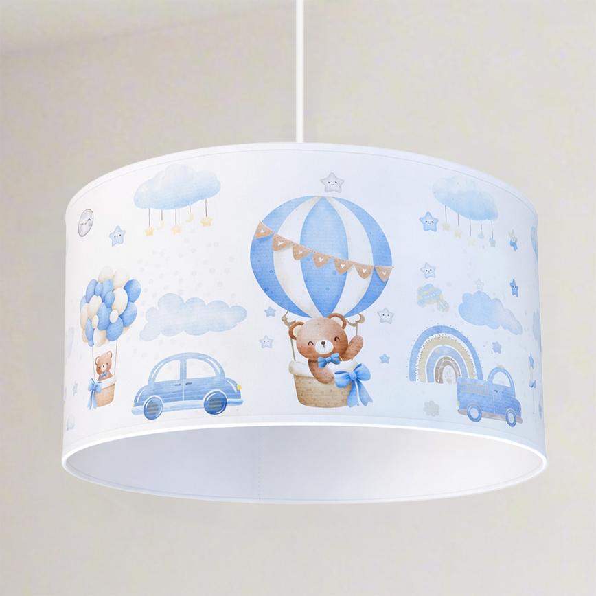Brilagi - Lustre LED pour enfants suspendu par câble BOBO 1xE27/60W/230V Ø 35 cm bleu/oursons