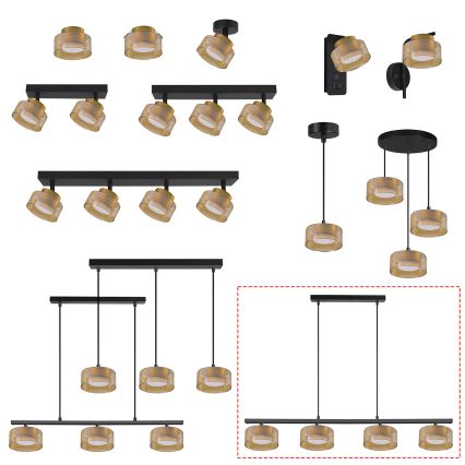Brilagi - Suspension LED RGB+CCT dimmable sur câble AURA LUX 4xGX53/14W/230V 2700-6500K Wi-Fi Tuya noir/doré