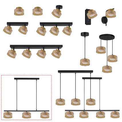 Brilagi - Suspension à câble LED RGB+CCT dimmable AURA LUX 3xGX53/14W/230V 2700-6500K Wi-Fi Tuya noir/doré