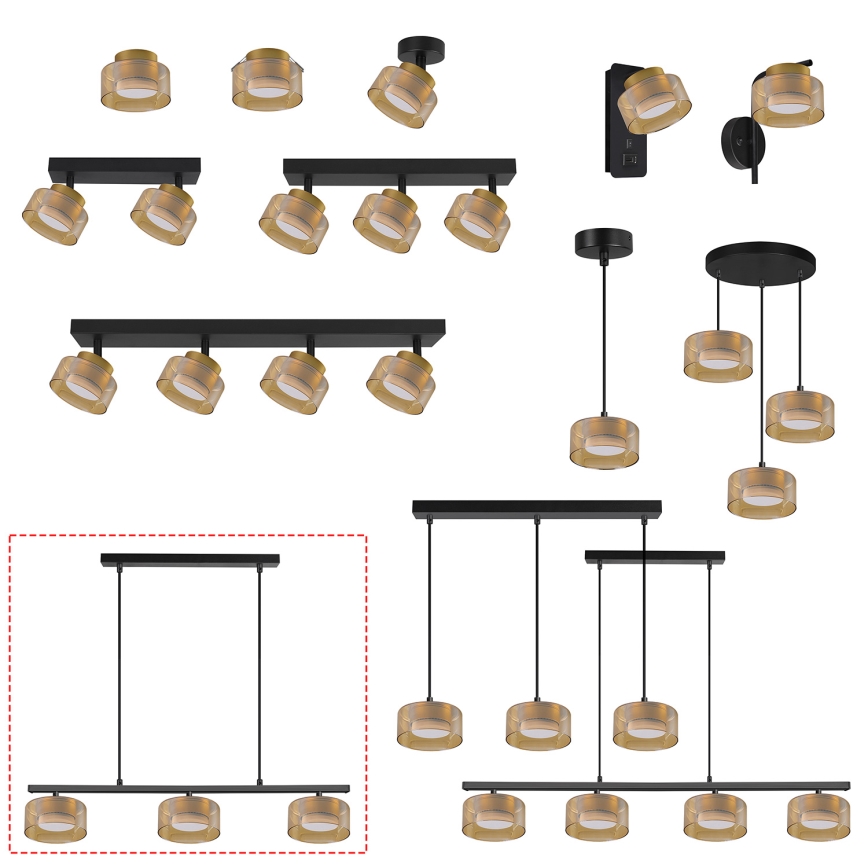 Brilagi - Suspension à câble LED RGB+CCT dimmable AURA LUX 3xGX53/14W/230V 2700-6500K Wi-Fi Tuya noir/doré