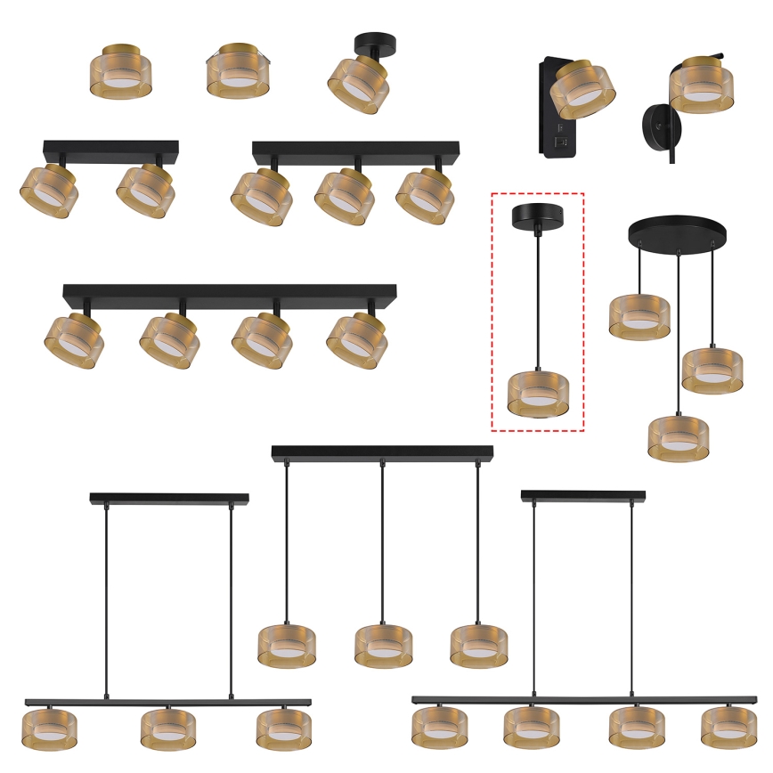 Brilagi - LED RGB+CCT Lustre dimmable suspendu sur câble AURA LUX 1xGX53/14W/230V 2700-6500K Wi-Fi Tuya noir/doré