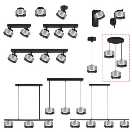 Brilagi - LED RGB+CCT Suspension dimmable sur câble AURA LUX 3xGX53/14W/230V 2700-6500K Wi-Fi Tuya noir/fumé