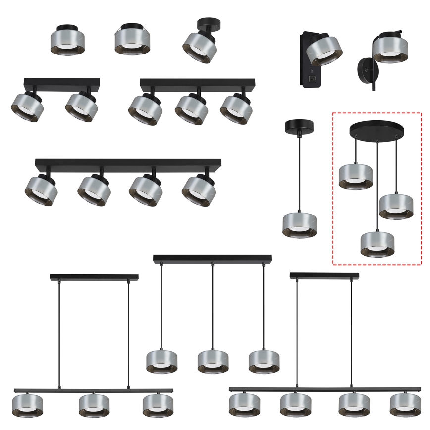 Brilagi - LED RGB+CCT Suspension dimmable sur câble AURA LUX 3xGX53/14W/230V 2700-6500K Wi-Fi Tuya noir/fumé