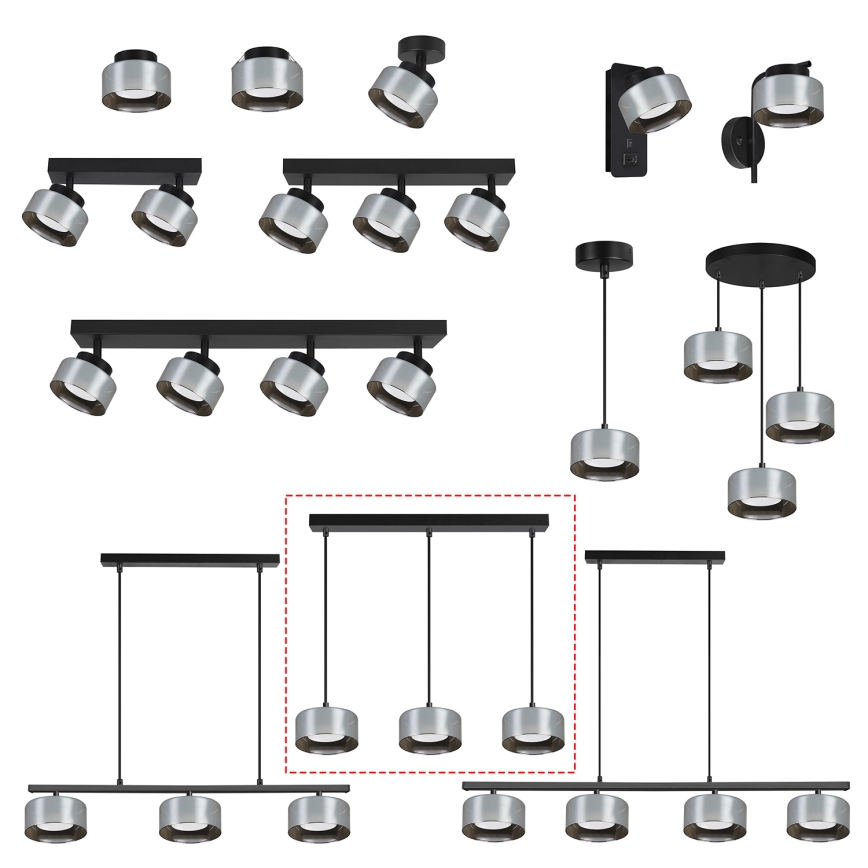 Brilagi - Suspension LED RGB+CCT dimmable sur câble AURA LUX 3xGX53/14W/230V 2700-6500K Wi-Fi Tuya noir/fumé
