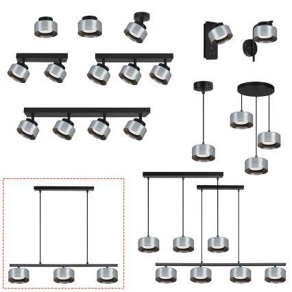 Brilagi - Suspension LED RGB+CCT dimmable sur câble AURA LUX 3xGX53/14W/230V 2700-6500K Wi-Fi Tuya noir/fumé
