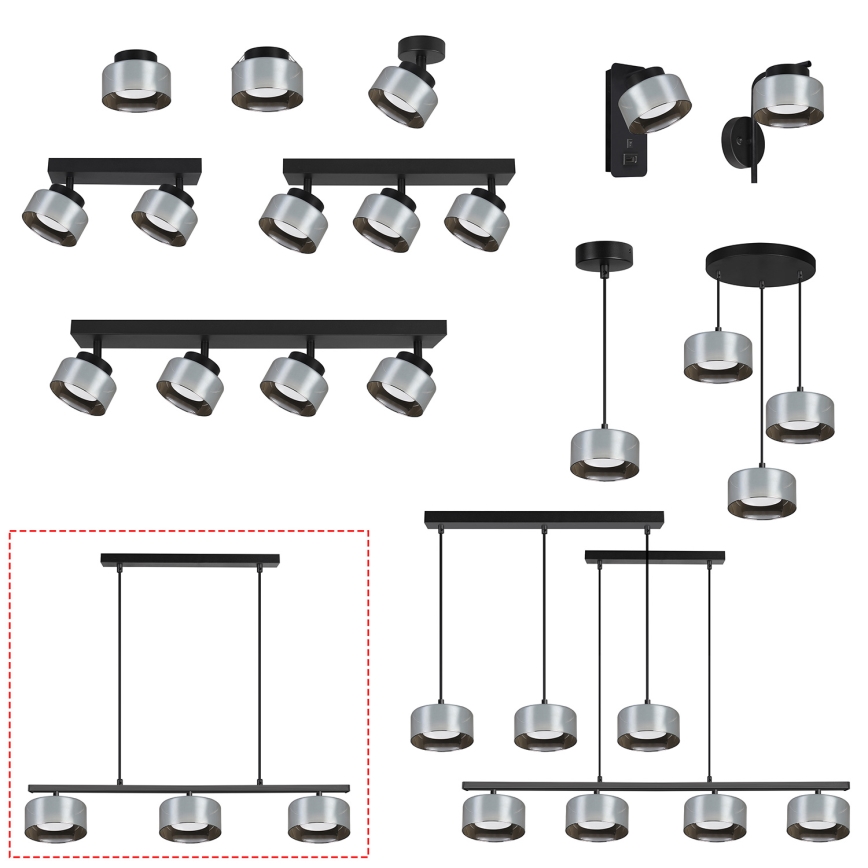 Brilagi - Suspension LED RGB+CCT dimmable sur câble AURA LUX 3xGX53/14W/230V 2700-6500K Wi-Fi Tuya noir/fumé
