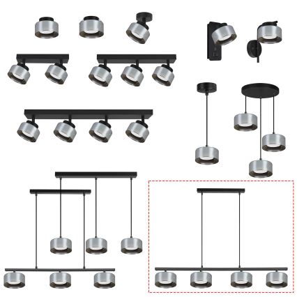 Brilagi - Suspension LED RGB+CCT dimmable sur câbles AURA LUX 4xGX53/14W/230V 2700-6500K Wi-Fi Tuya noir/fumé