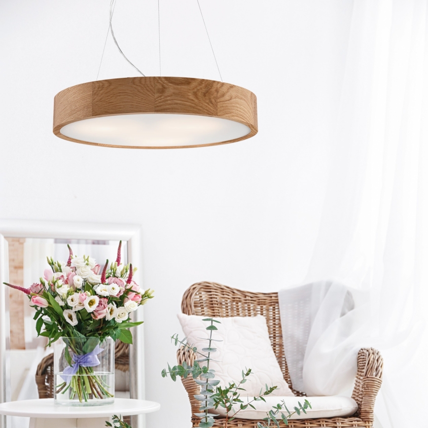 BRILAGI - Suspension LED RGBW dimmable sur câble CARVALHO 3xE27/12W/230V 2700-6500K chêne Ø 47,5 cm