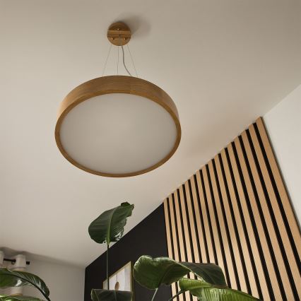 Brilagi - Suspension LED RGBW dimmable sur câble CARVALHO 3xE27/9W/230V 2700-6500K Wi-Fi chêne Ø 47,5 cm