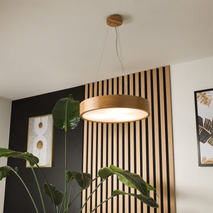 Brilagi - Suspension LED RGBW dimmable sur câble CARVALHO 3xE27/9W/230V 2700-6500K Wi-Fi chêne Ø 47,5 cm