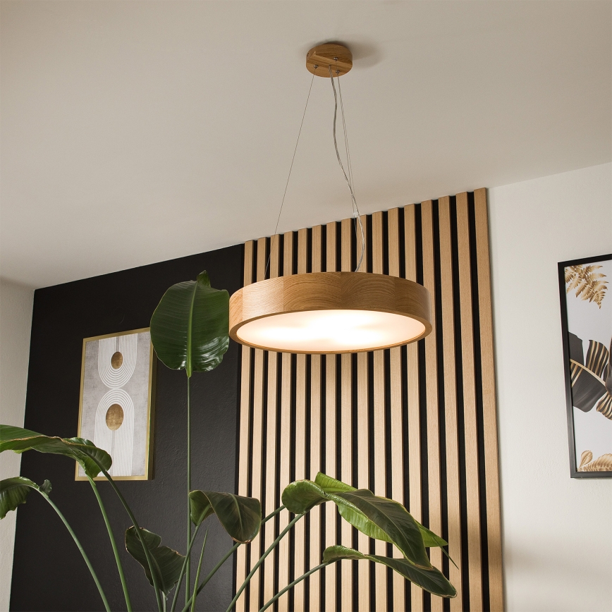 Brilagi - Suspension LED RGBW dimmable sur câble CARVALHO 3xE27/9W/230V 2700-6500K Wi-Fi chêne Ø 47,5 cm