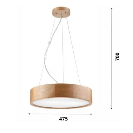 Brilagi - Suspension LED RGBW dimmable sur câble CARVALHO 3xE27/9W/230V 2700-6500K Wi-Fi chêne Ø 47,5 cm