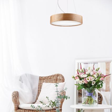 Brilagi - Suspension LED RGBW dimmable sur câble CARVALHO 2xE27/15W/230V 2700-6500K Wi-Fi chêne Ø 37 cm