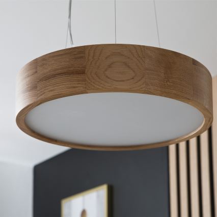 Brilagi - Suspension LED RGBW dimmable sur câble CARVALHO 2xE27/9W/230V 2700-6500K Wi-Fi chêne Ø 37 cm