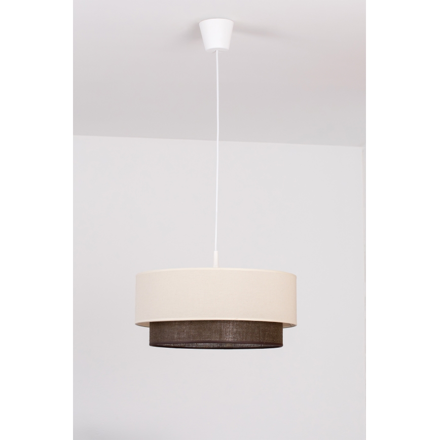 Brilagi - Lustre LED sur câble BOHO STYLE 1xE27/15W/230V Ø 40 cm crème/marron