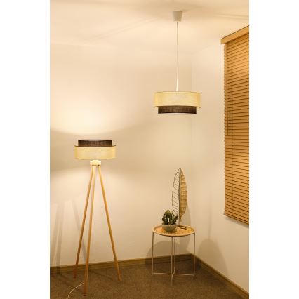 Brilagi - Lustre LED sur câble BOHO STYLE 1xE27/15W/230V Ø 40 cm crème/marron
