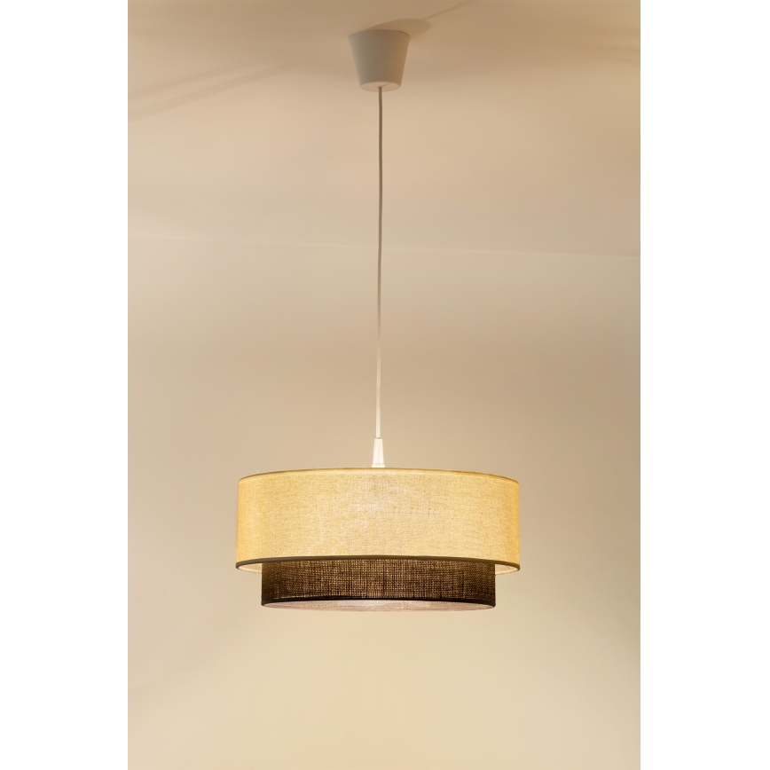 Brilagi - Lustre LED sur câble BOHO STYLE 1xE27/15W/230V Ø 40 cm crème/marron