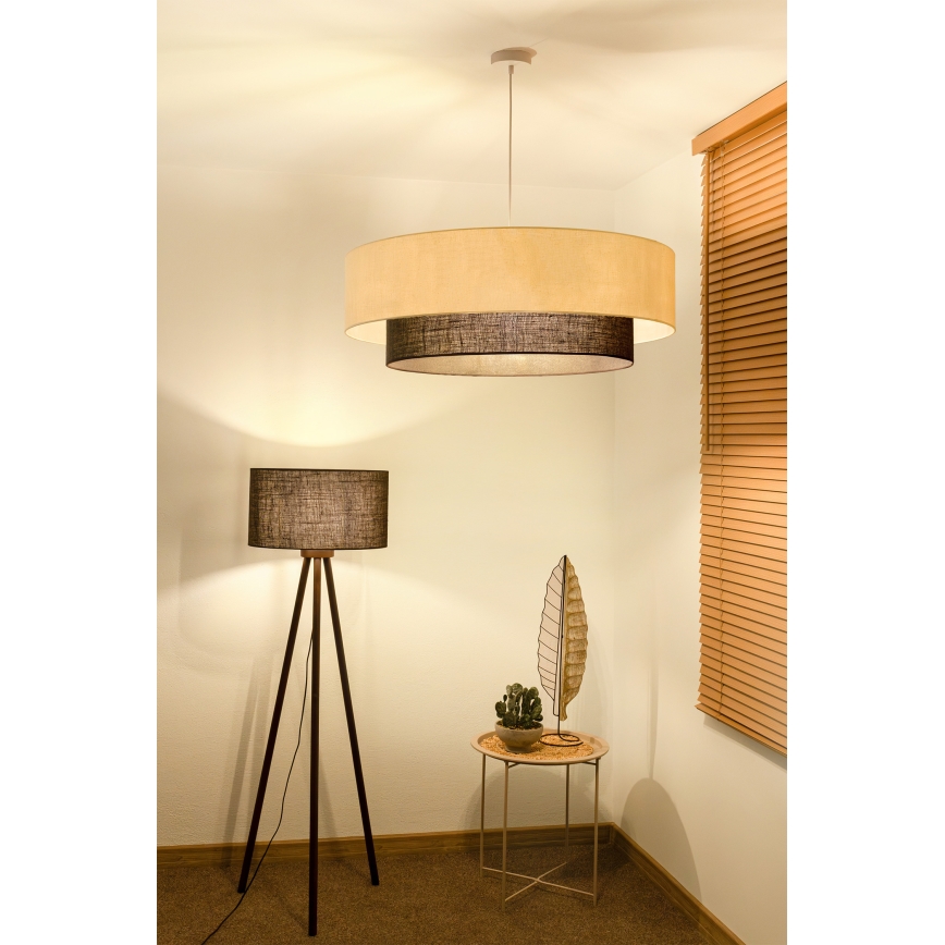 Brilagi - Lustre LED sur câble BOHO STYLE 3xE27/15W/230V Ø 80 cm crème/marron