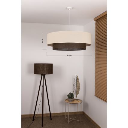 Brilagi - Lustre LED sur câble BOHO STYLE 3xE27/15W/230V Ø 80 cm crème/marron