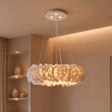 Brilagi - Lustre LED sur câble FEATHER 3x E27/40W/230V + 3x LED 3W Ø 40 cm blanc