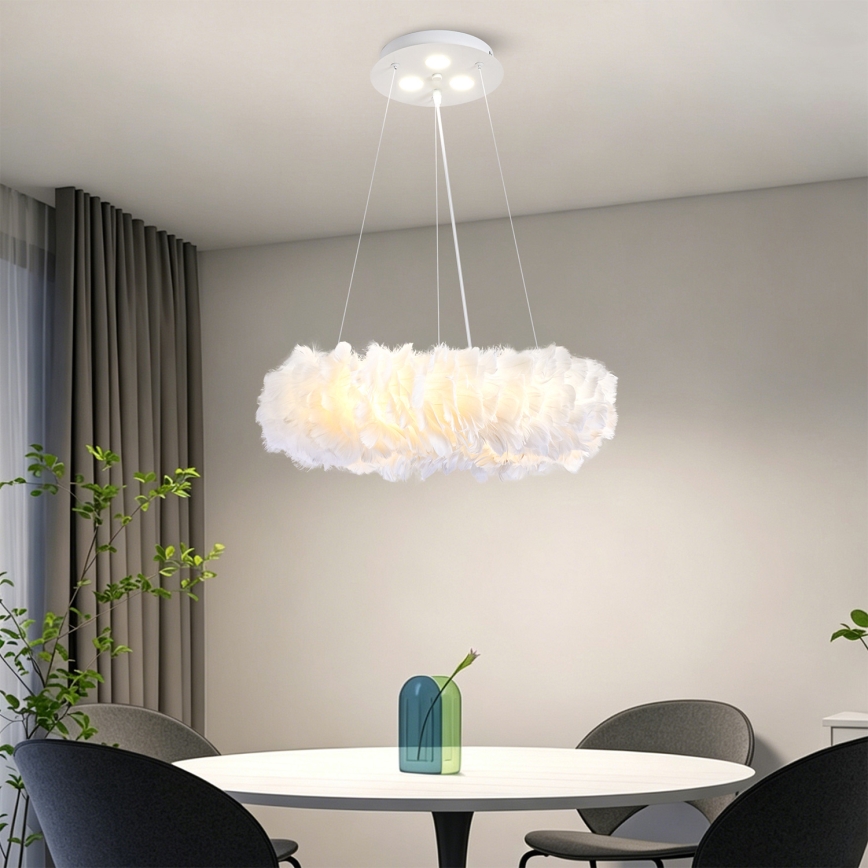 BRILAGI - Lustre LED sur câble FEATHER 3x E27/40W/230V + 3x LED 3W Ø 40 cm blanc