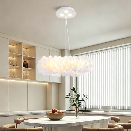 BRILAGI - Lustre LED sur câble FEATHER 3x E27/40W/230V + 3x LED 3W Ø 40 cm blanc