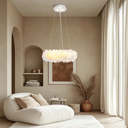 BRILAGI - Lustre LED sur câble FEATHER 3x E27/40W/230V + 3x LED 3W Ø 40 cm blanc