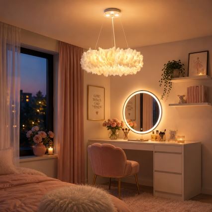 Brilagi - Lustre LED sur câble FEATHER 3x E27/40W/230V + 3x LED 3W Ø 40 cm blanc