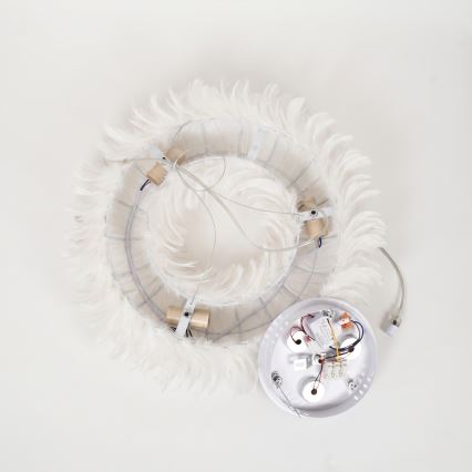 Brilagi - Lustre LED sur câble FEATHER 3x E27/40W/230V + 3x LED 3W Ø 40 cm blanc