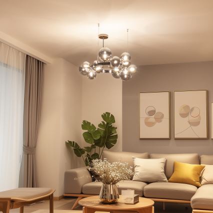 Brilagi - Lustre LED sur câble MILLA 15xG9/3W/230V noir chromé/fumé