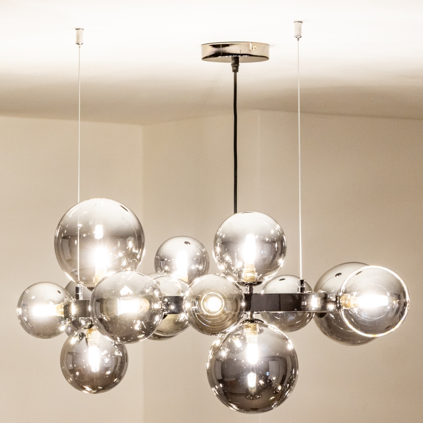 Brilagi - Lustre LED sur câble MILLA 15xG9/3W/230V noir chromé/fumé