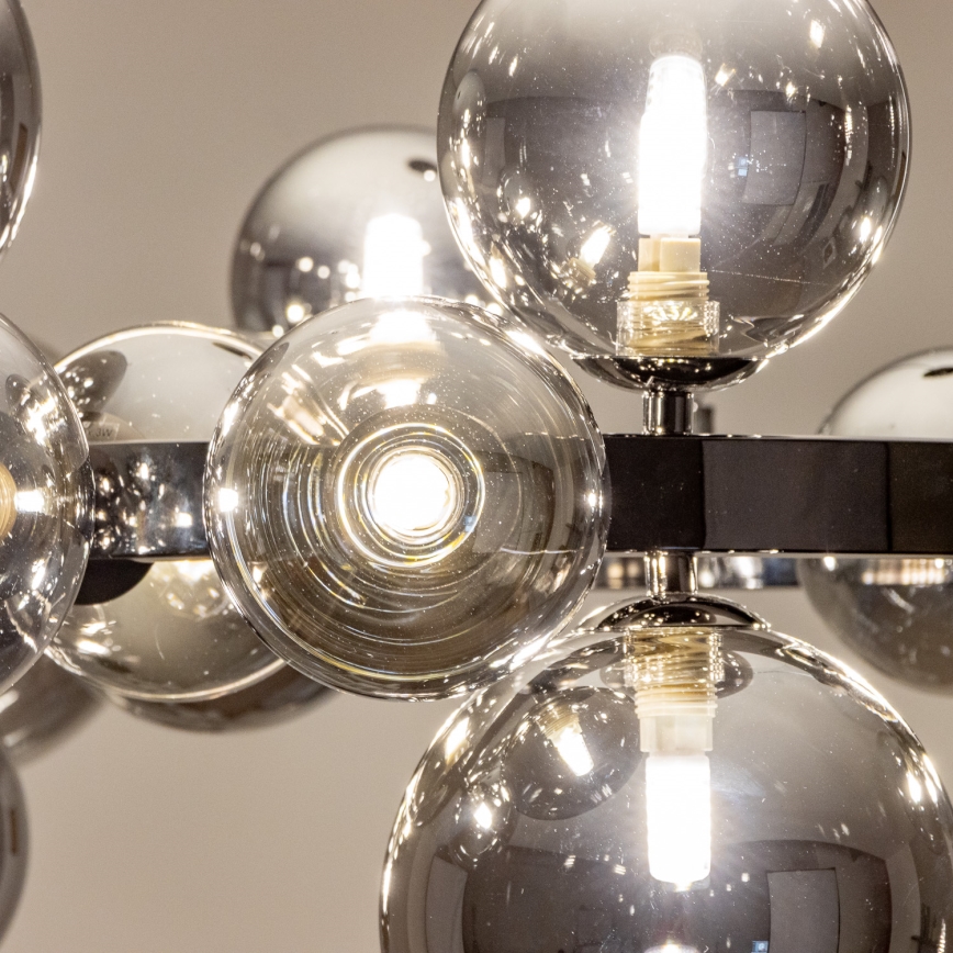 Brilagi - Lustre LED sur câble MILLA 15xG9/3W/230V noir chromé/fumé