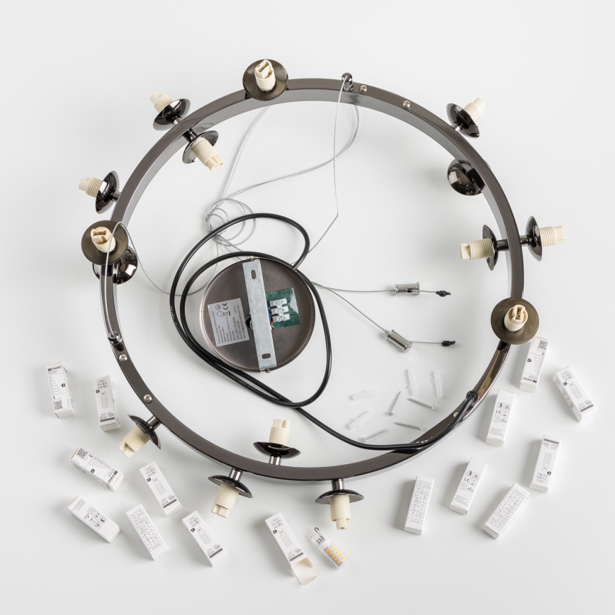 Brilagi - Lustre LED sur câble MILLA 15xG9/3W/230V noir chromé/fumé