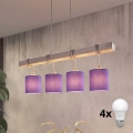 Brilagi - Lustre LED sur câble NUBILA 4xE27/60W/230V gris/violet