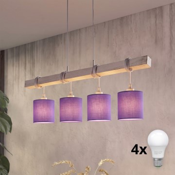 Brilagi - Lustre LED sur câble NUBILA 4xE27/60W/230V gris/violet
