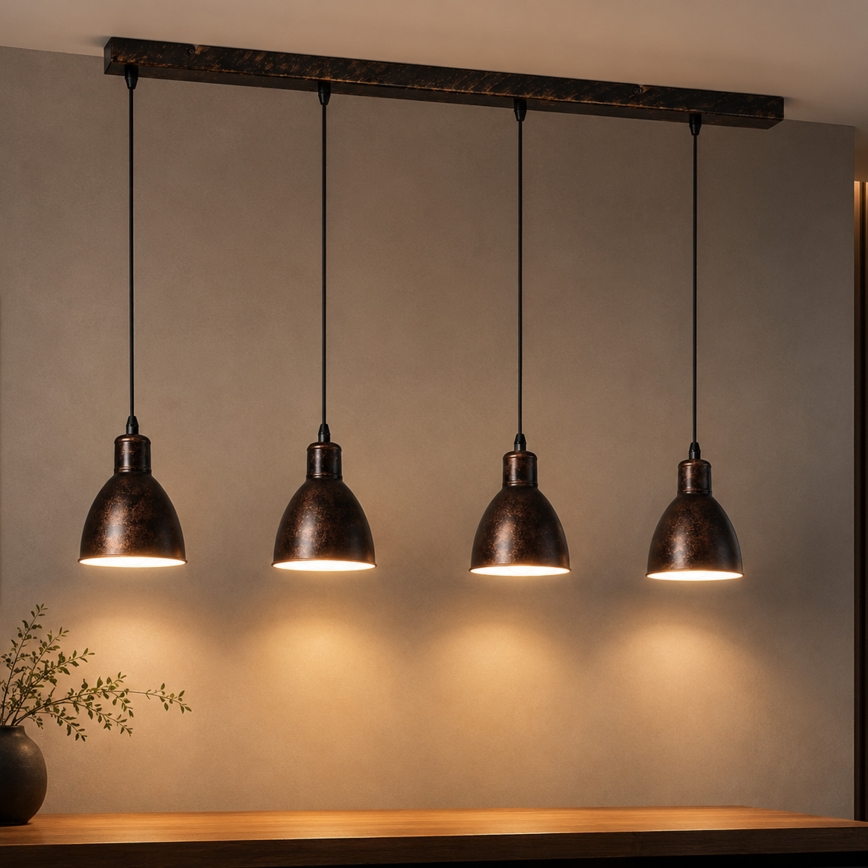 Brilagi - Lustre LED sur câble RIDDY 4xE27/60W/230V cuivré/patiné