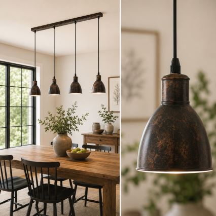 Brilagi - Lustre LED sur câble RIDDY 4xE27/60W/230V cuivré/patiné