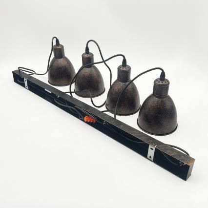 Brilagi - Lustre LED sur câble RIDDY 4xE27/60W/230V cuivré/patiné