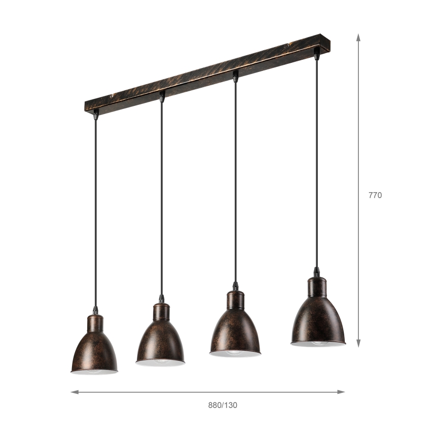 Brilagi - Lustre LED sur câble RIDDY 4xE27/60W/230V cuivré/patiné