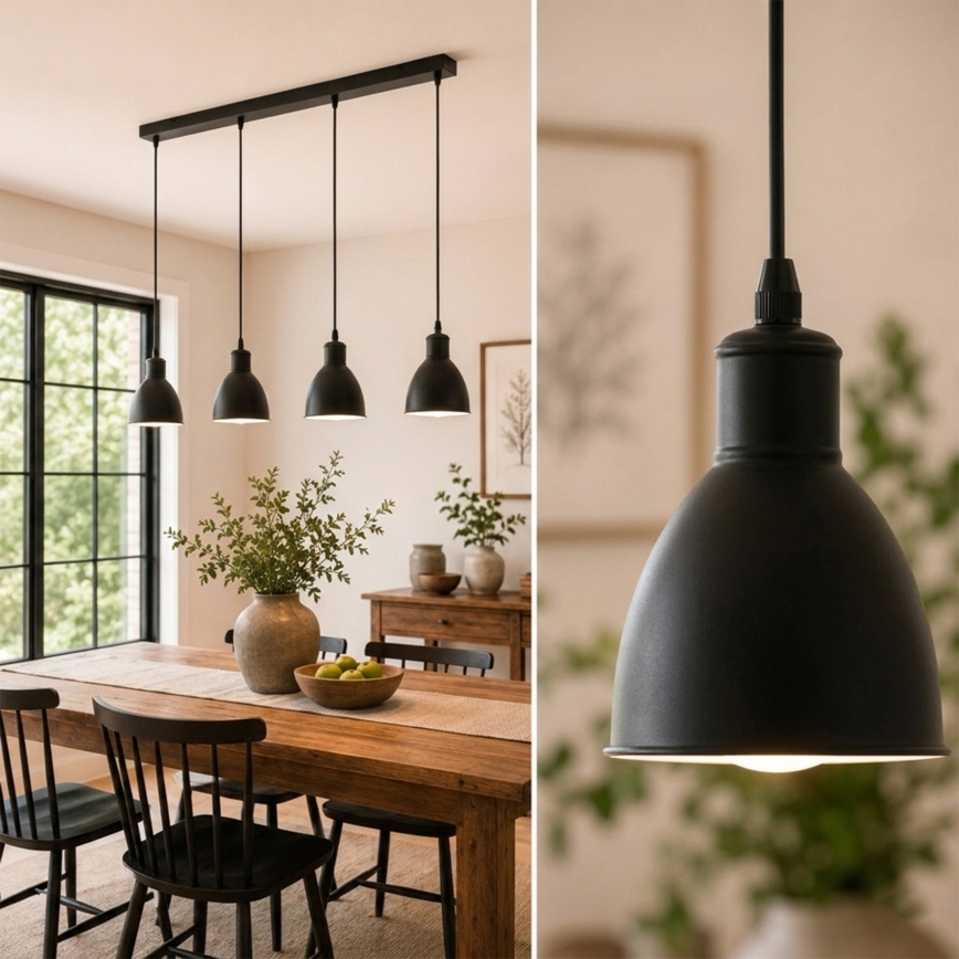 Brilagi - Lustre LED sur câble RIDDY 4xE27/60W/230V noir